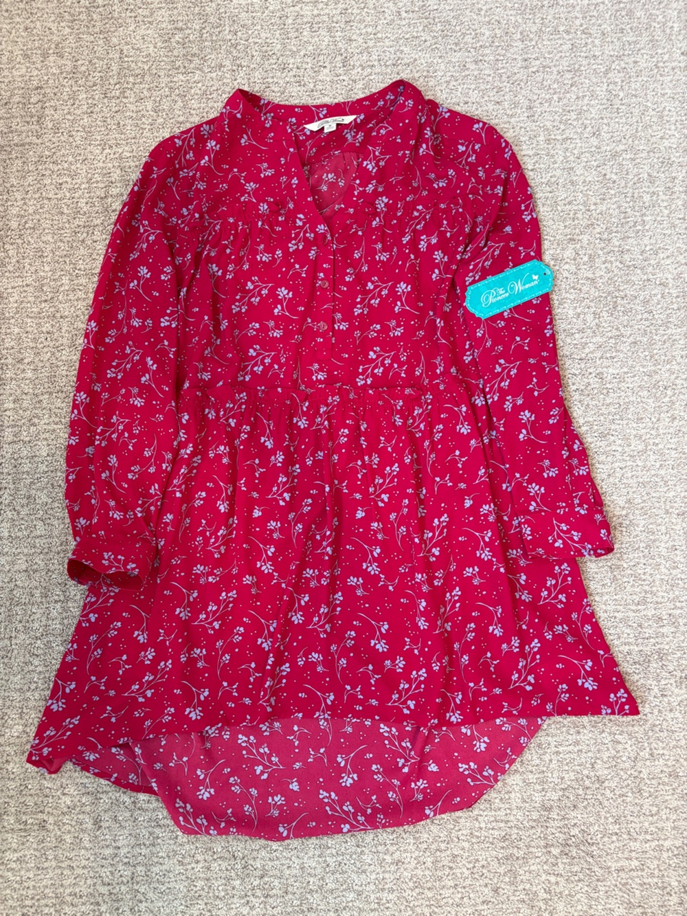 The Pioneer Woman Pink/Red Floral Button-Front Women's Dress Size Medium 8-10